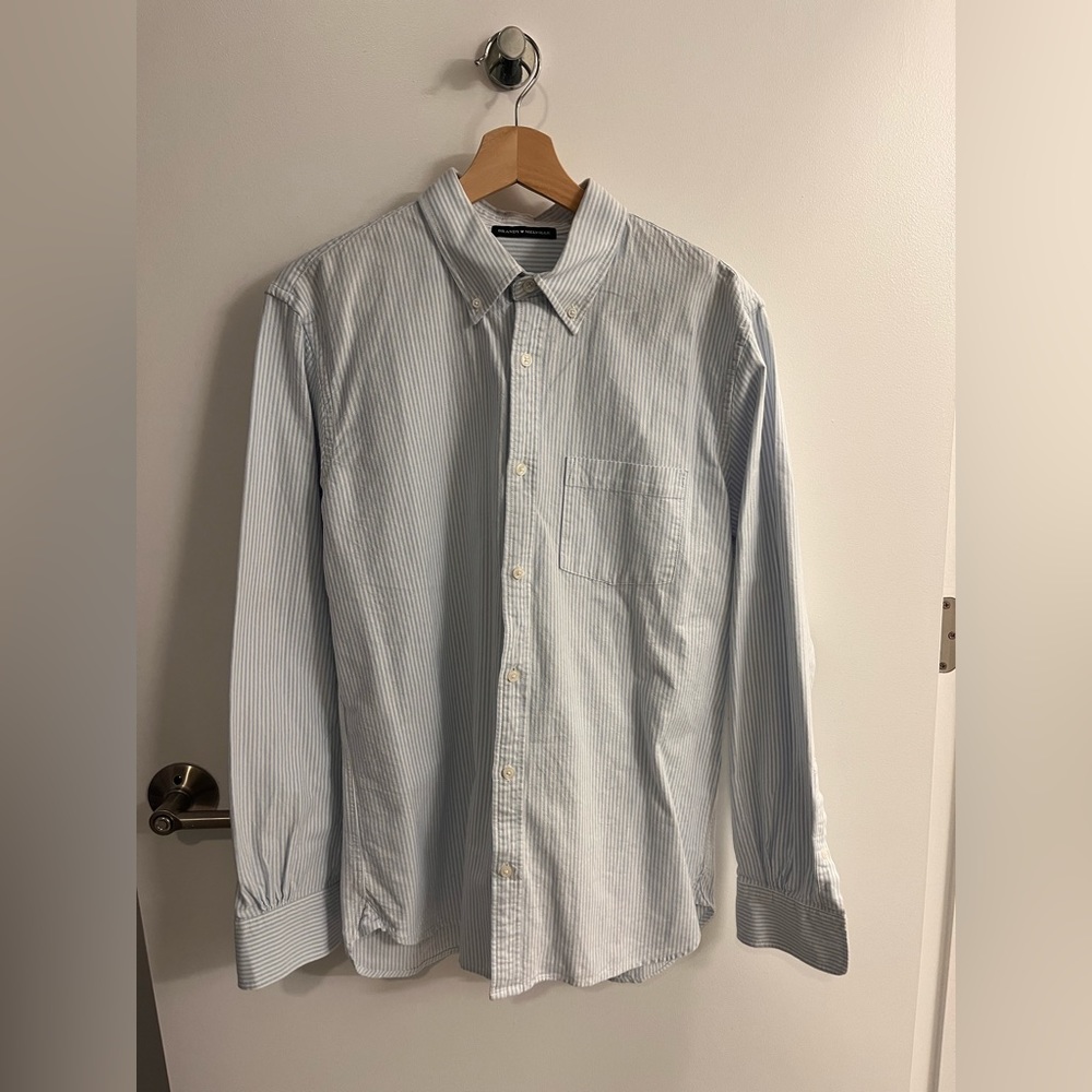 Oversized brandy melville blue and white striped button up